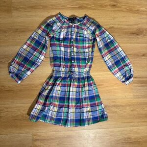 Ralph Lauren Girls‎ Plaid Long-Sleeve Dress Pink Blue Tartan size 8 Multi Color